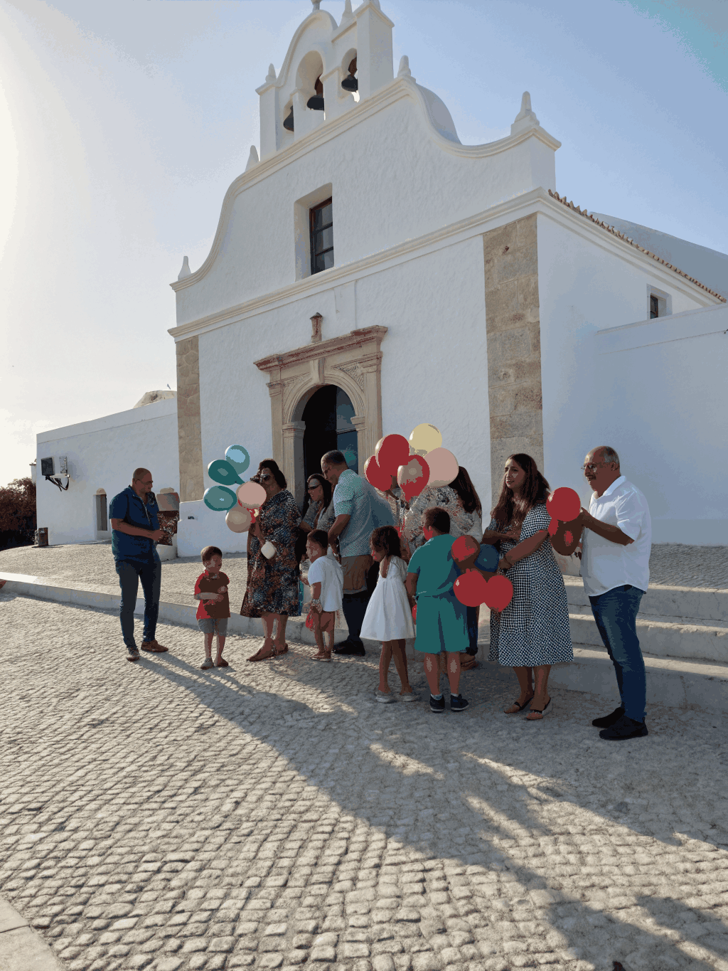 Smiling families and individuals arriving warmly at Sunday service