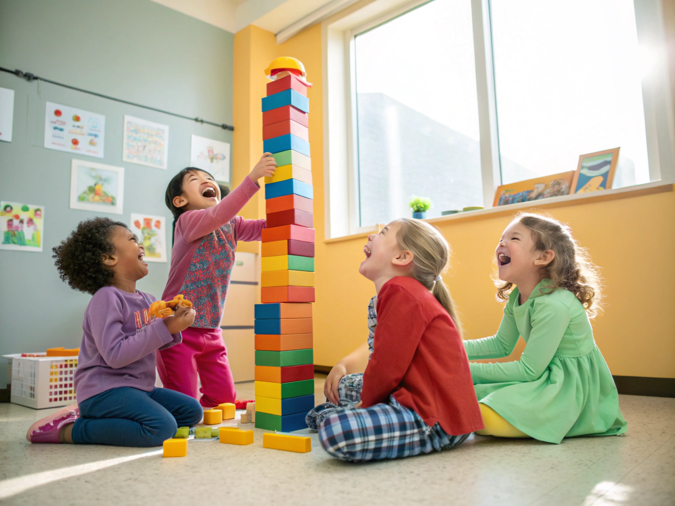 Children smiling and playing during Sunday kids program in Arkansas